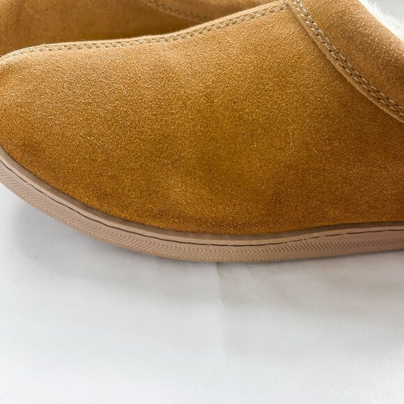 MySlippers Men's Slip-On Slippers, Leather Suede with Faux Fur Lining - Picture 7 of 11